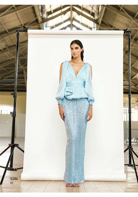 blusa con gonna paillettes MAESTRI | Abiti | 5286LIGHT BLUE